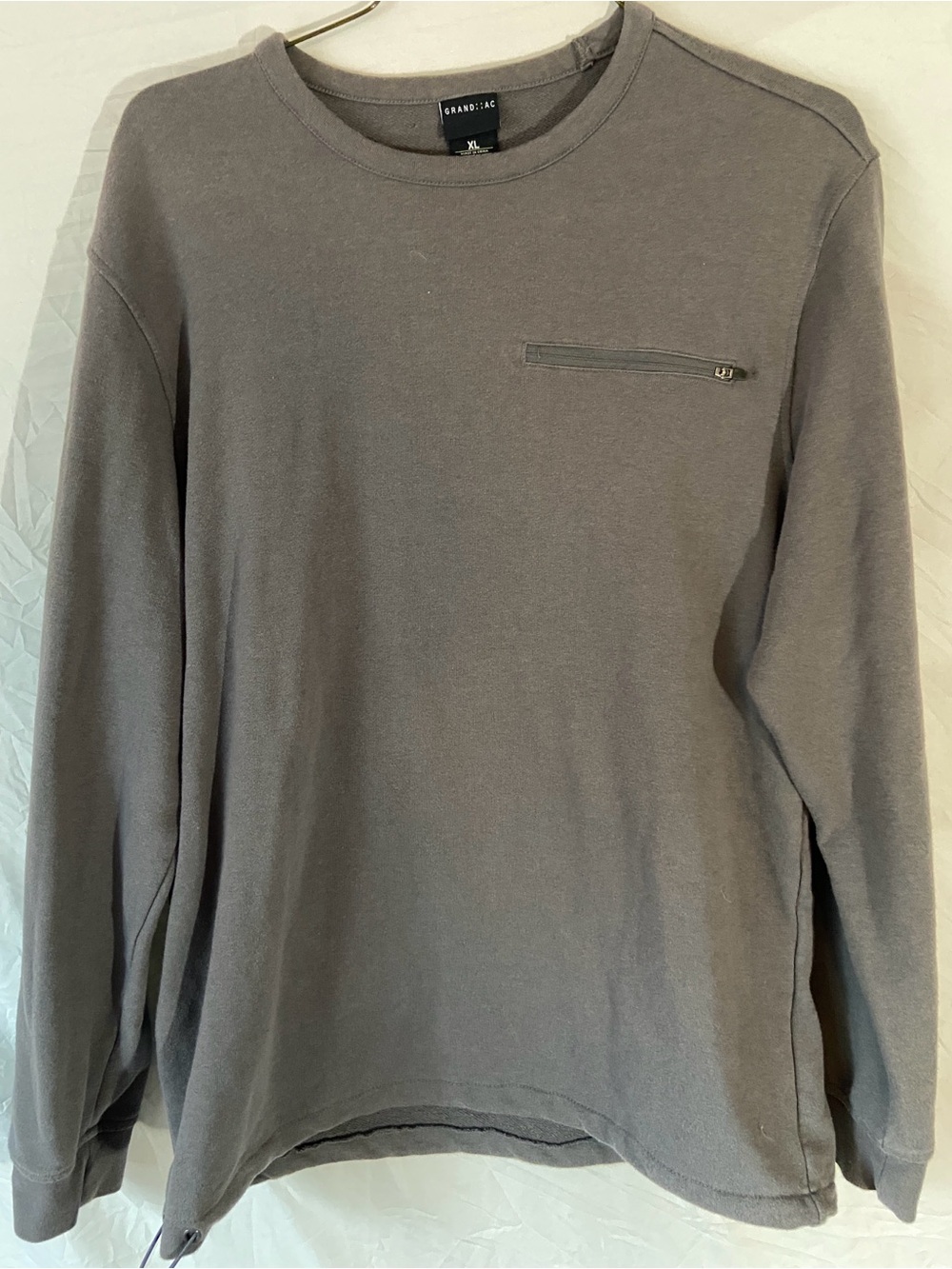 GRAND+ACE XL Gray Pullover Sweatshirt with Lime Accent